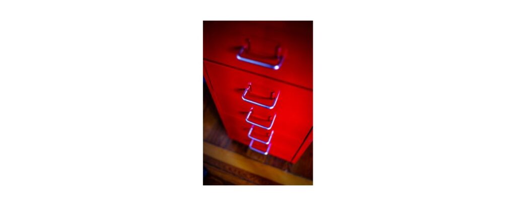 red file cabinet