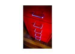 red file cabinet